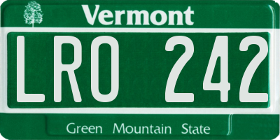 VT license plate LRO242