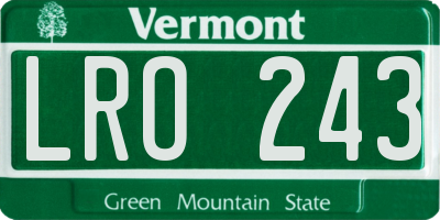 VT license plate LRO243