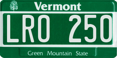 VT license plate LRO250