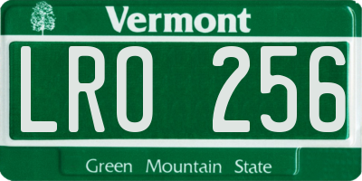 VT license plate LRO256