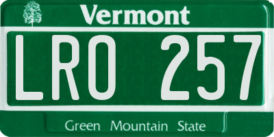 VT license plate LRO257