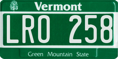 VT license plate LRO258