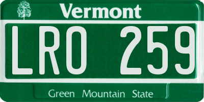 VT license plate LRO259
