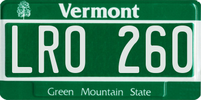 VT license plate LRO260