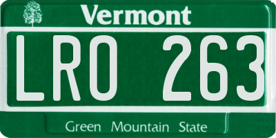 VT license plate LRO263