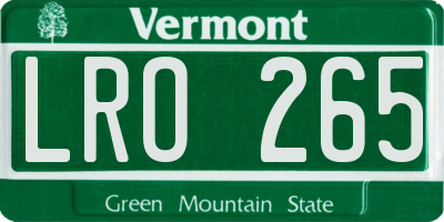 VT license plate LRO265