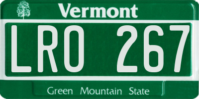 VT license plate LRO267