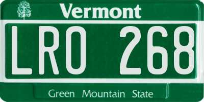 VT license plate LRO268