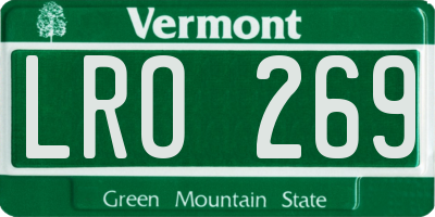 VT license plate LRO269
