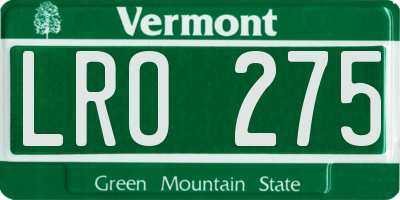 VT license plate LRO275
