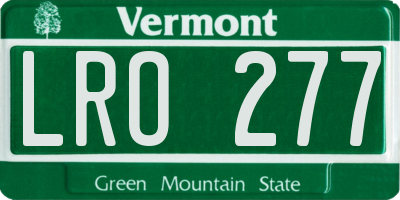 VT license plate LRO277