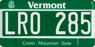 VT license plate LRO285