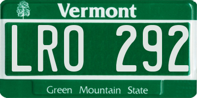 VT license plate LRO292