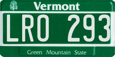 VT license plate LRO293