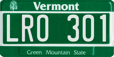 VT license plate LRO301