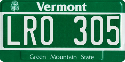 VT license plate LRO305