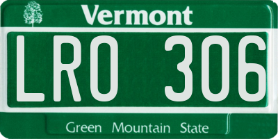 VT license plate LRO306
