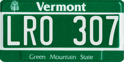 VT license plate LRO307