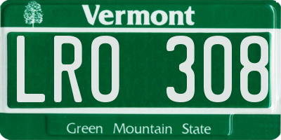 VT license plate LRO308