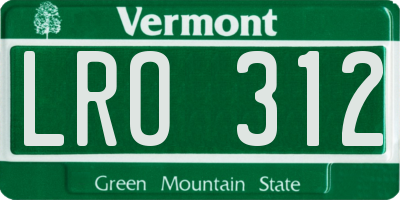VT license plate LRO312