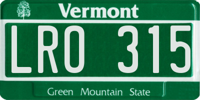 VT license plate LRO315