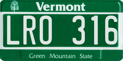 VT license plate LRO316