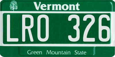 VT license plate LRO326