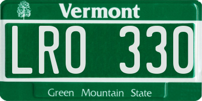 VT license plate LRO330
