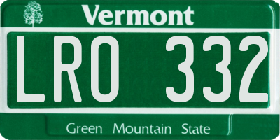 VT license plate LRO332