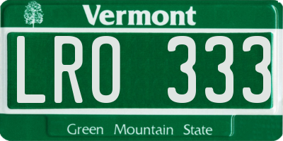 VT license plate LRO333