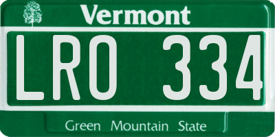 VT license plate LRO334