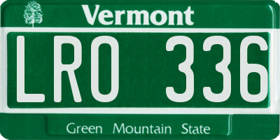 VT license plate LRO336