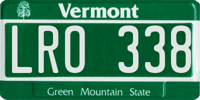 VT license plate LRO338