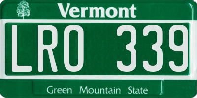 VT license plate LRO339