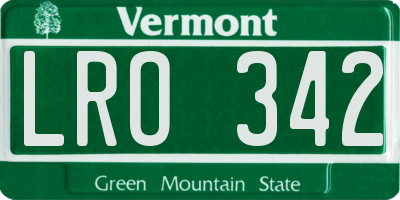 VT license plate LRO342