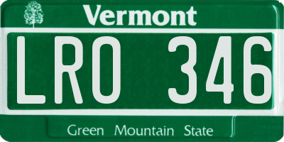 VT license plate LRO346