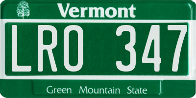 VT license plate LRO347