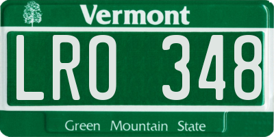 VT license plate LRO348