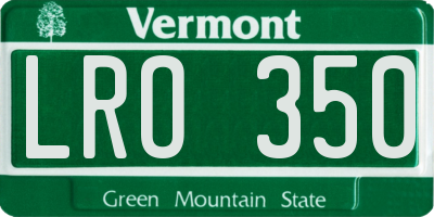 VT license plate LRO350