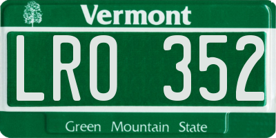 VT license plate LRO352