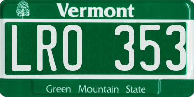 VT license plate LRO353