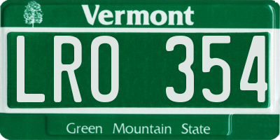 VT license plate LRO354
