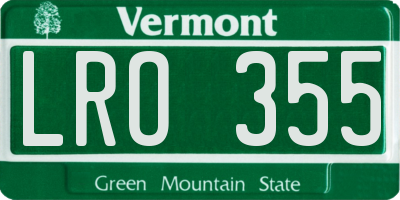 VT license plate LRO355