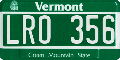 VT license plate LRO356