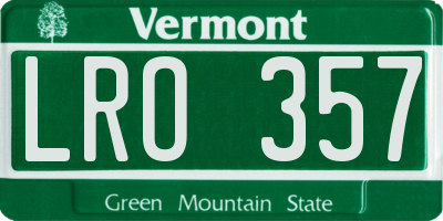 VT license plate LRO357