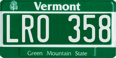 VT license plate LRO358