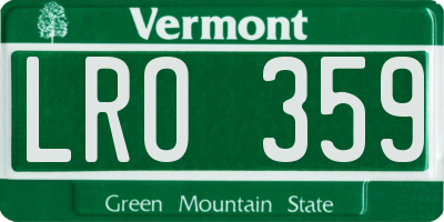 VT license plate LRO359