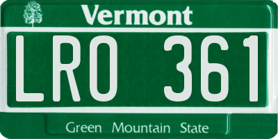 VT license plate LRO361