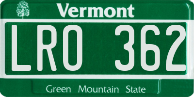 VT license plate LRO362