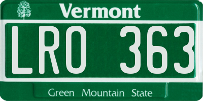 VT license plate LRO363